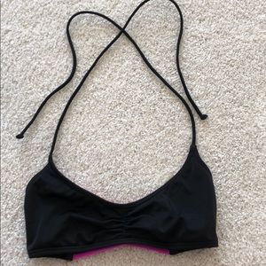 simple black bikini top with detailing on the back